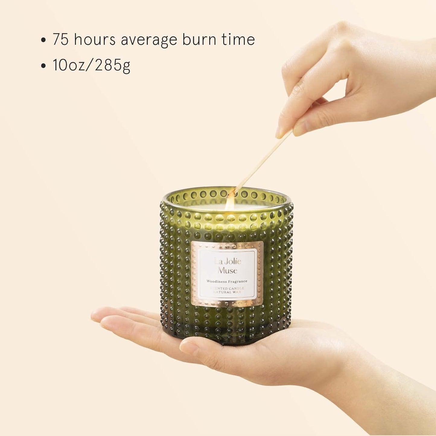 LA JOLIE MUSE Scented Candles, Holiday Candles for Home Scented, Woodiness Fragrance, Natural Soy Wax Candles, 75 Hours Long Burning, 10oz